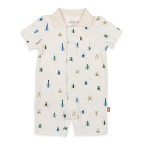 NWT MAGNETIC ME - Just Wing It Bugs Organic Cotton Magnetic Polo Romper Sz. 6-9M